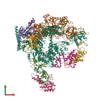 PDB entry 7f4g coloured by chain, front view.