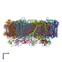 PDB entry 7f4v coloured by chain, top view.