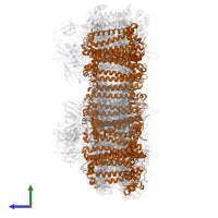 Photosystem I P700 chlorophyll a apoprotein A2 in PDB entry 7f4v, assembly 1, side view.