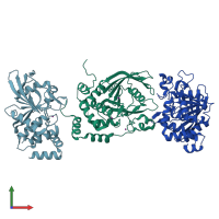 PDB entry 7f5o coloured by chain, front view.