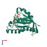 PDB entry 7f68 coloured by chain, top view.