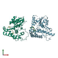 PDB entry 7f8g coloured by chain, front view.