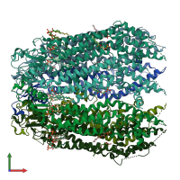 PDB entry 7f8o coloured by chain, front view.