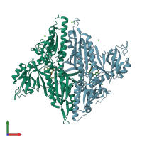 PDB entry 7f9c coloured by chain, front view.