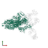 Spike glycoprotein in PDB entry 7faf, assembly 1, front view.