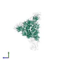 Spike glycoprotein in PDB entry 7faf, assembly 1, side view.