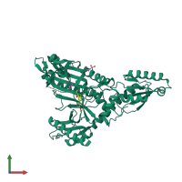 PDB entry 7fak coloured by chain, front view.