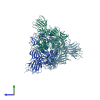 PDB entry 7fb1 coloured by chain, side view.