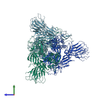 PDB entry 7fb3 coloured by chain, side view.