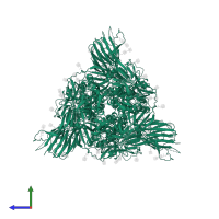 Spike glycoprotein in PDB entry 7fce, assembly 1, side view.