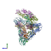 PDB entry 7fd2 coloured by chain, side view.
