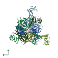 PDB entry 7fd4 coloured by chain, side view.