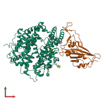 PDB entry 7fdg coloured by chain, front view.