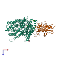 PDB entry 7fdi coloured by chain, top view.