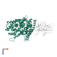 Processed angiotensin-converting enzyme 2 in PDB entry 7fdi, assembly 1, top view.