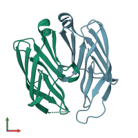 PDB entry 7fds coloured by chain, front view.