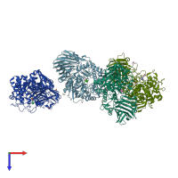 PDB entry 7fe1 coloured by chain, top view.