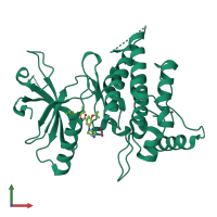 PDB entry 7feh coloured by chain, front view.