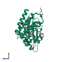 PDB entry 7feh coloured by chain, side view.