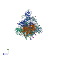 PDB entry 7fem coloured by chain, side view.