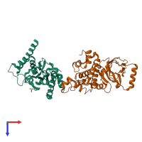 PDB entry 7fjz coloured by chain, top view.