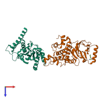 PDB entry 7fk0 coloured by chain, top view.