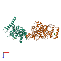 PDB entry 7fko coloured by chain, top view.