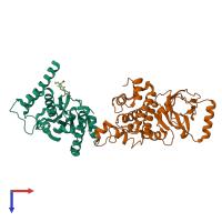 PDB entry 7fkr coloured by chain, top view.