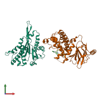 PDB entry 7fl4 coloured by chain, front view.