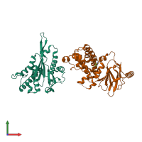 PDB entry 7fmt coloured by chain, front view.