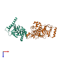 PDB entry 7fmt coloured by chain, top view.
