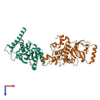 PDB entry 7fn4 coloured by chain, top view.