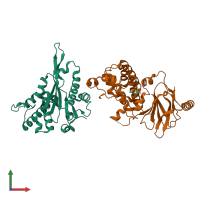 PDB entry 7fnv coloured by chain, front view.
