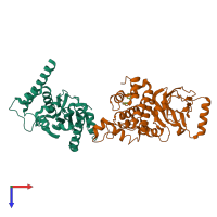 PDB entry 7fox coloured by chain, top view.