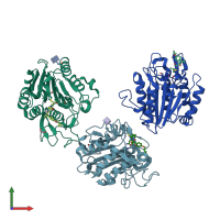 PDB entry 7fqh coloured by chain, front view.
