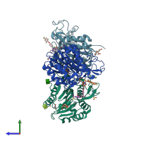 PDB entry 7fqj coloured by chain, side view.