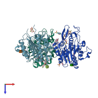 PDB entry 7fqj coloured by chain, top view.