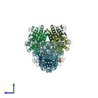 PDB entry 7fql coloured by chain, side view.