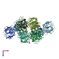 PDB entry 7fql coloured by chain, top view.