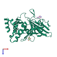 PDB entry 7fqv coloured by chain, top view.