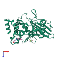 PDB entry 7frm coloured by chain, top view.