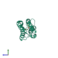 PDB entry 7fv6 coloured by chain, side view.