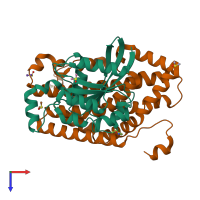 PDB entry 7g8y coloured by chain, top view.