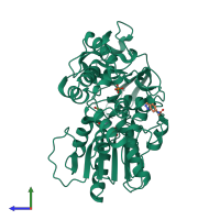 PDB entry 7g9v coloured by chain, side view.