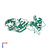 PDB entry 7gdo coloured by chain, top view.