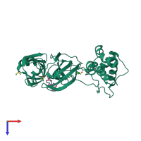 PDB entry 7gft coloured by chain, top view.