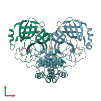 PDB entry 7git coloured by chain, front view.