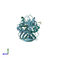 PDB entry 7go0 coloured by chain, side view.