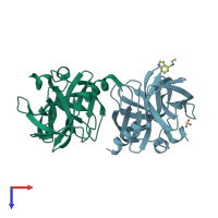 PDB entry 7go0 coloured by chain, top view.