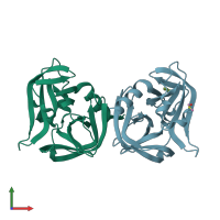 PDB entry 7got coloured by chain, front view.